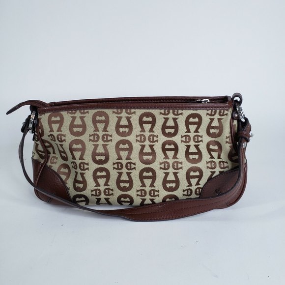 Etienne Aigner Handbag Purse Brown Buckle Logo Under Arm Minimalist - Picture 2 of 10